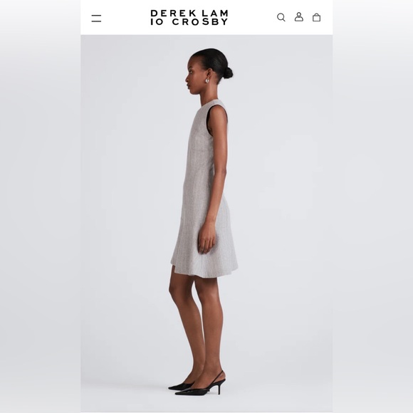 MEI SLEEVELESS ASYMMETRICAL HEM DRESS grey and white NWT size 6 - Picture 2 of 5